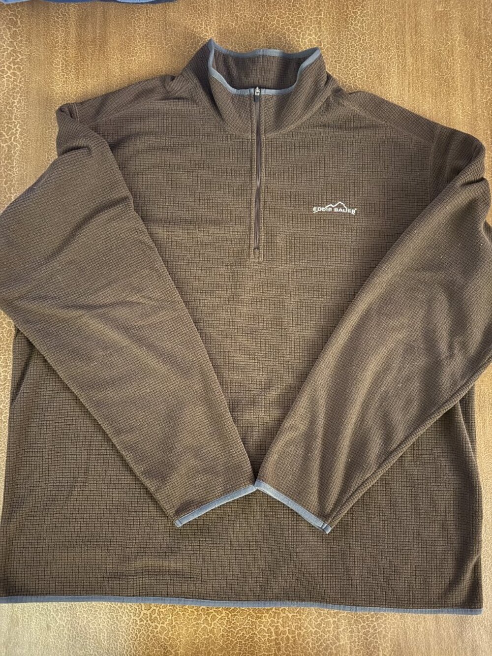 Eddie Bauer Men's Waffle Grid Fleece Pullover Brown - Tall Size XXL *description